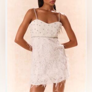 LOVESHACKFANCY - Brianne Beaded Mini Dress in Cream - Size 2 - New With Tags